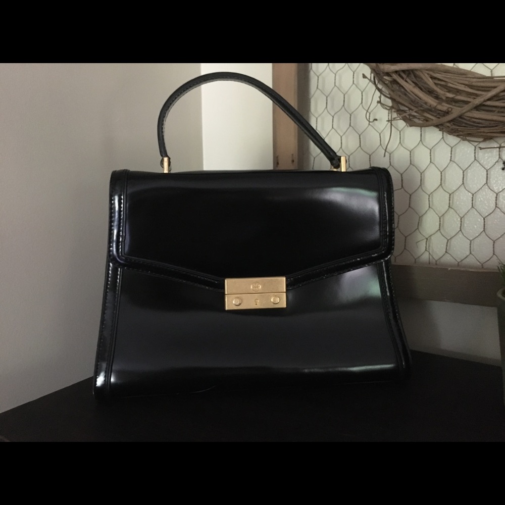 Tory Burch Juliette Top Handle Black Gloss Purse